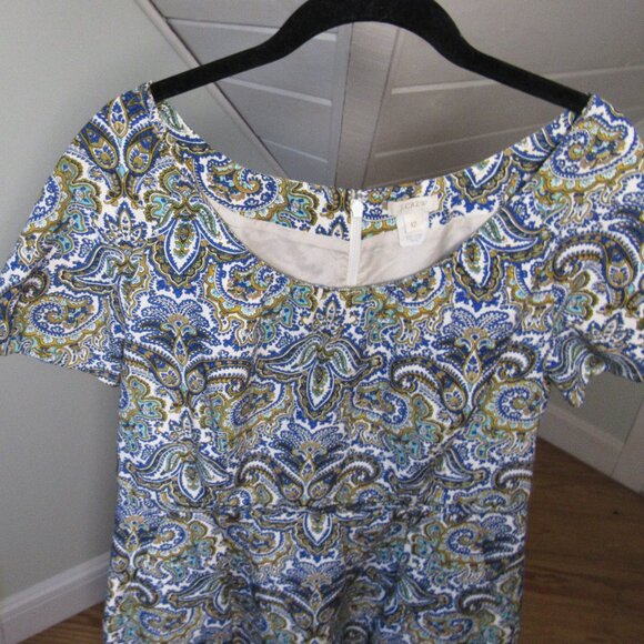 J Crew Dolores Shift Dress in Peacock Paisley Size 12 Cotton Silk Blend Lined - Picture 4 of 9